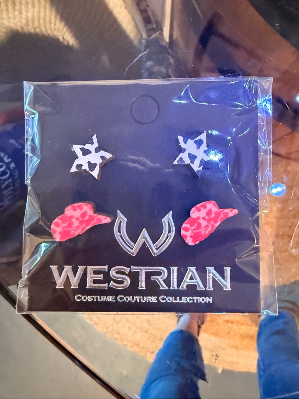 Pink Cowgirl Hat & Star Stud Earring Set